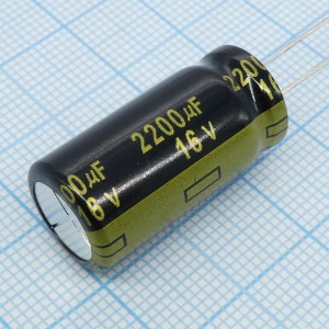 EEUFM1C222, Конденсатор алюминиевый электролитический 2200мкФ 16В 20% (12.5 X 25мм) радиальные выводы 5мм 3190мА 7000час 105°С Россыпь