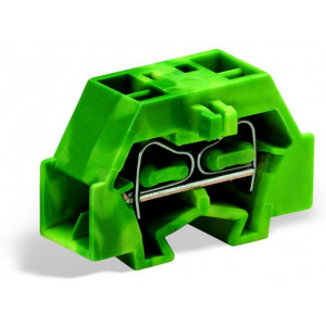 Проходная клемма (MINI) 240357, Проходная клемма, MINI, боковой подвод кабеля, 4 точки подключения, тип фиксации провода: пружинный, номинальное сечение: 1,5 мм кв., 18A, 400V, ширина: 8 мм, цвет: желто-зеленый, тип монтажа: DIN15