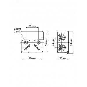 Распаячная коробка ОП 80х80х50мм, крышка, IP54, 7вх., без гермовводов SQ1401-0812