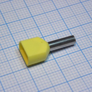 TE  2510  Yellow, наконечник кабельный торцевой сдвоенный трубчатый с изоляцией, L=18.5/10мм, провод 2х2.5мм2
