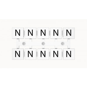 Маркировка (полоска) ZT12-10P-19-30Z(H), Кассета с маркировочными шильдиками, для клемм сечением 16 мм.кв., верхняя, 5x2 шильдиков, нанесенные символы: N, с вертикальным расположением, размер шильдика: 11 x 10,8 мм, цвет: белый