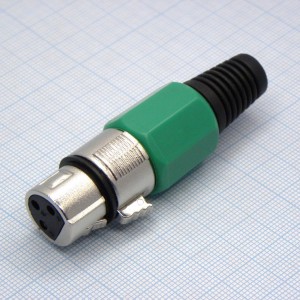 CANNON 79G 3F, Аудио разъём XLR - розетка кабельная, 3 контакта, цвет - зелёный