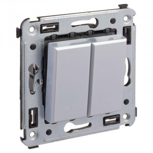 Выключатель двухклавишный в стену, 