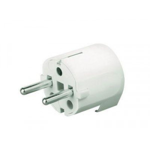 Вилка кабельная, бытовая с боковым вводом кабеля. Белая. IP20 16А 2P+E 230В DIS13083