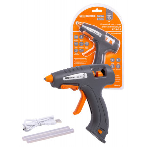 Клеевой пистолет аккумуляторный КПА-15, 7 мм, 3,7 В 2,9 А*ч Li-Ion, USB, 15 Вт, Т=220 С "Гранит" SQ1024-0305