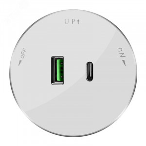 MultiTrack Розетка 2хUSB (тип А+С) 18Вт, 5В/3А Белый MTK13003W