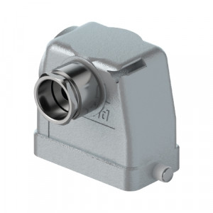 Крышка разъема BAS GOT GH 6HM20 A0, Крышка разъема на кабель, типоразмер 6B, высокое исполнение, без уплотнителя, 1 кабельный ввод M20x1,5, IP54, с фронтальным расположением, без защелок (упоры для двух защелок), материал корпуса: алюминиевый сплав