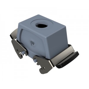 Крышка разъема 70.372.1010.1, Крышка разъема на кабель, типоразмер 10B, с уплотнителем, 1 кабельный ввод M20x1,5, IP54, с верхним расположением, с двумя защелками, материал корпуса: алюминиевый сплав