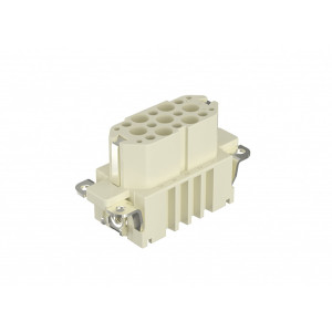 Розеточная контактная вставка HD-015-FC, Розеточная контактная вставка, обжимная фиксация, 15 полюсов + PE, типоразмер 10A, 250V, 10A, (обжимные контакты поставляются отдельно)