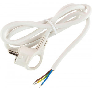 Шнур сетевой с вилкой 1.5м с заземл. ПВС 3х1.5 бел. U-3x1.5-1.5m-W Б0048704