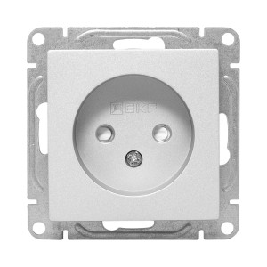 Механизм розетки, 16А, без заземления, со шторками, алюминий Эпика EKF UP1-SOA-101