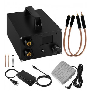 ZCZT-566, Ручной аппарат точечной сварки, 220В/12В, 1400А, сварка ленты 0.1-0.3мм, управление педалью, регулировка тока, длина провода сварочного наконечника 50см.