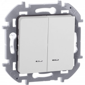Выключатель 2-кл. Inspiria 10А IP20 250В 10AX с подсветкой/индикацией механизм бел. Leg 673630