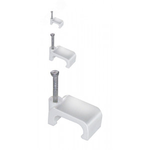 Скоба крепежная плоская с гвоздем d12мм пластик. (уп.100шт) USK21-12-100