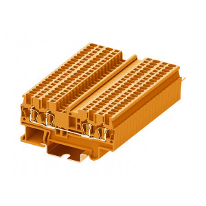 Проходная клемма TC1.5-4-OG, Проходная клемма, 4 точки подключения, тип фиксации провода: пружинный, номинальное сечение: 1,5 мм кв., 17,5A, 500V, ширина: 4,2 мм, цвет: оранжевый, тип монтажа: DIN35