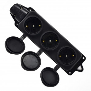 Колодка 3-м 16А IP44 2P+PE 220-240В каучук 106-0400-0101/101
