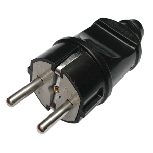 Вилка прямая с заземлением 16А черная 4240 4690612009025