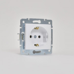 Розетка 1-м СП Karina с заземл. термопласт механизм бел. 707-0288-122B