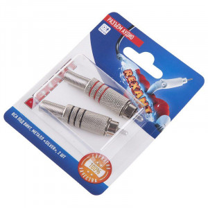 Разъем аудио, RCA под винт, металл Silver, (2 шт) 06-0151-A2, Комплект красный+черный в инд. упаковке