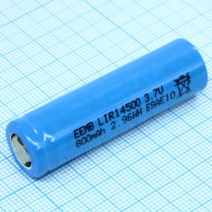 LIR14500, Li - Ion батарея 3.7В 800мА-ч без выводов