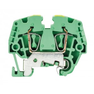 Заземляющая клемма WKF 2,5 SL35, Заземляющая клемма, тип фиксации провода: пружинный, номинальное сечение: 2,5 мм кв., 800V, ширина: 5 мм, цвет: желто-зеленый, тип монтажа: DIN35