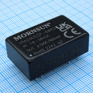 VRA2405ZP-6WR3, Преобразователь DC/DC мощность, Вт: 6 вход 24 выход ±5В ±600мА