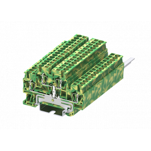 Заземляющая клемма TCD2.5-2-PE, Заземляющая этажная клемма, 2 этажа, тип фиксации провода: пружинный, номинальное сечение: 2,5 мм кв., ширина: 5,2 мм, цвет: желто-зеленый, тип монтажа: DIN35