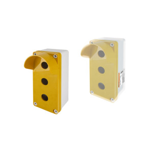 Корпус КП103 c козырьком для кнопок 3 места IP66 ABS желтый SQ0705-0013