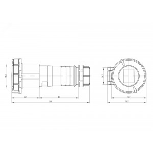 Розетка кабельная IP67 16A 2P+E 230В DIS3181643