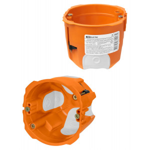 Установочная коробка СП D73х65 мм, 2-х компон., саморезы, пл. лапки, IP30, оранж., инд. штрихкод SQ1403-2001