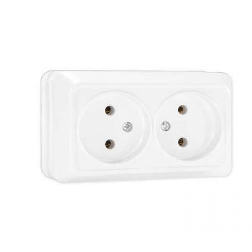 Изображение товара Розетка 2-м ОП Олимп 16А IP20 без заземл. бел. О0102