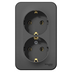 Розетка 2-м ОП Blanca 16А IP20 250В с заземл. без защ. шторок антрацит SE BLNRA010206