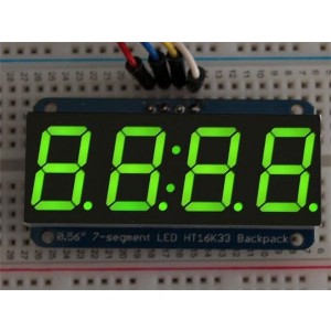 880, Средства разработки схем светодиодного освещения  7 Segment Display Green w/I2C Backpack