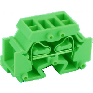Проходная клемма (MINI) UJ2-2.5/2X2(GN), Проходная клемма, MINI, боковой подвод кабеля, 4 точки подключения, тип фиксации провода: пружинный, номинальное сечение: 2,5 мм кв., 24A, 500V, ширина: 10 мм, цвет: зеленый, тип монтажа: в зависимости от торцевой крышки