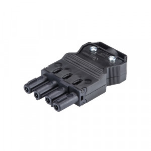 Розеточный разъем на кабель GST18i4S B1 Z R1 SW, Розеточный разъем на кабель диам. 6,5 - 12 мм, 4 полюса, винтовая фиксация, номинальное напряжение: 250/400V, номинальный ток: 20A, цвет: черный, серия gesis GST18i4