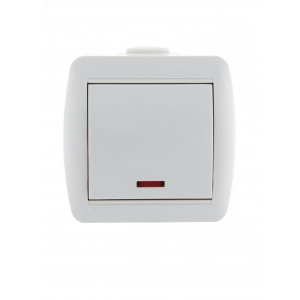 Выключатель 1-кл. ОП Nata 10А IP20 с подсветкой бел. 710-0200-111