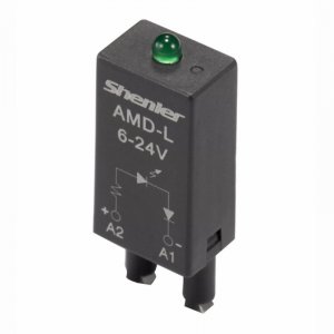 Модуль AMD-LD1N 6-24V DC, Модуль для реле, 6 - 24VDC, красный светодиод, диод (+А1/-А2), цвет: черный, для колодок: SRU, SKF14, SKC, SKB, STB, SRC*-E, SRB, GZT, GZM, GZS, GZMB, ES32