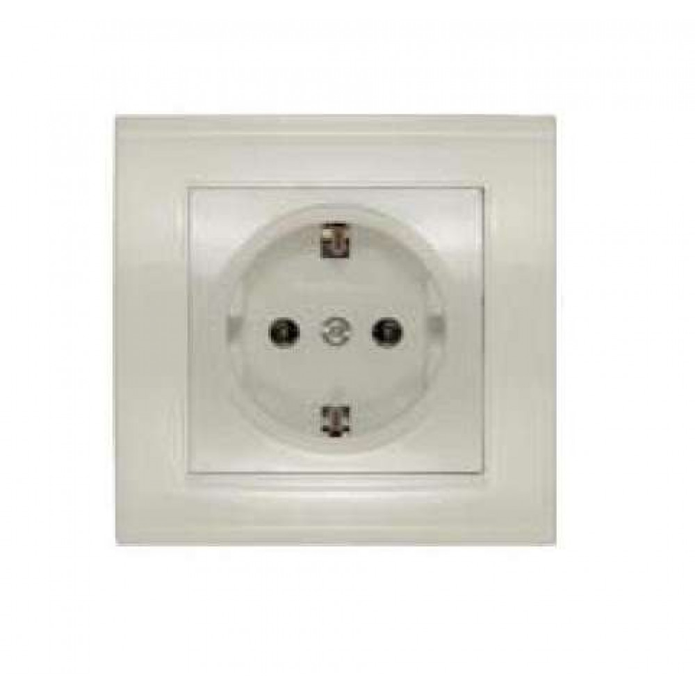 Изображение товара Розетка 1-м СП Бриллиант 16А IP20 с заземлением в бежевом цвете