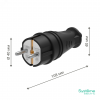 Вилка MultiSet 2К+З 16А/250В IP44 прямая каучуковая черн. SE MST4001BK