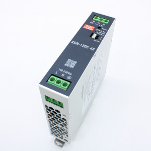 XDR-120E-48, Преобразователь AC-DC на DIN-рейку 120Вт, выход 48В/2.5A, рег. вых 48…55В, вход 85…264В AC, 47…63Гц /120…370В DC, DC OK, изоляция 4000В AC, 30х125,2х116мм, -40…+70°С