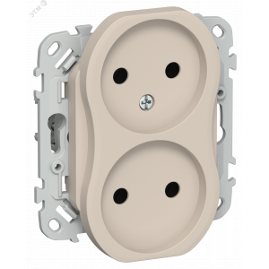 FLITE Розетка 2-местная без заземления без защитных шторок безвинтовое крепление 10А РС02-1-ФлЛ льняной IEK FI-R20-10-1-K88