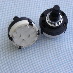 DS SR25 2-12, Переключатель поворотный 2-12(1группа*12) положений ручки (регулируется шайбой), вал 6мм с насечкой