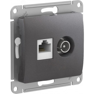 GLOSSA РОЗЕТКА двойная ТВ + компьютерная RJ45, кат. 5Е, механизм, ГРАФИТ C3(3) GSL001389