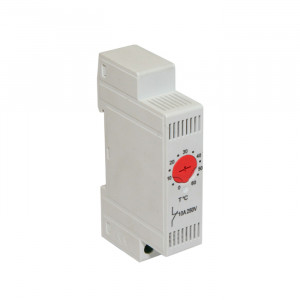 MTF-H24, Термостат компактный (модульный) для электрических шкафов (щитов), биметаллический датчик, управление обогревом. Ширина 17,5 мм, -20…+40 гард. Ц., 1NC. Серия - MTF