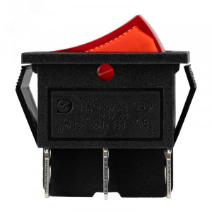 Выключатель клавишный 250В 15А (6с) ON-ON красн. с подсветкой (RWB-506 SC-767) (инд. упак.) 36-2350-1, Выключатель клавишный с подсветкой ON-ON (6c) 15А 250В