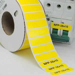 Маркировка прямоугольная NPP-35х10 Y, Маркировочная наклейка, для позиционного обозначения электрооборудования в шкафу и маркировки провода, размер 35х10 мм, цвет желтый, для принтера: RT200, RT230, в упаковке 3000 наклеек