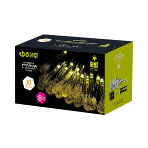 Светильник светодиодный SLR-G08-30W садовый; гирлянда капли теплый бел. солнечная батарея 5040960