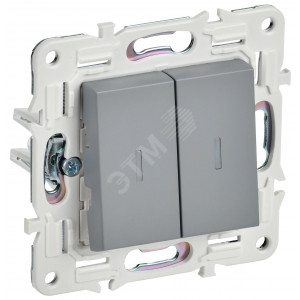 SKANDY Выключатель 2-клавишный проходной с индикацией 10А SK-V10Gr серый IEK SK-V22-1-10-K03