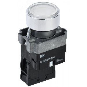 Кнопка LA167-BWF3171 d=22мм RC 1з с подсвет. белая BBT20-BWF3171-1-12-67-K01