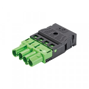 Вилочный разъем на кабель GST18I4F S2 ZR1 GN02, Вилочный разъем на кабель диам. 9,5 - 11,5 мм, 4 полюса, пружинная фиксация, номинальное напряжение: 250/400V, номинальный ток: 20A, цвет корпуса: черный, цвет контактной вставки: зеленый, серия gesis GST18i4